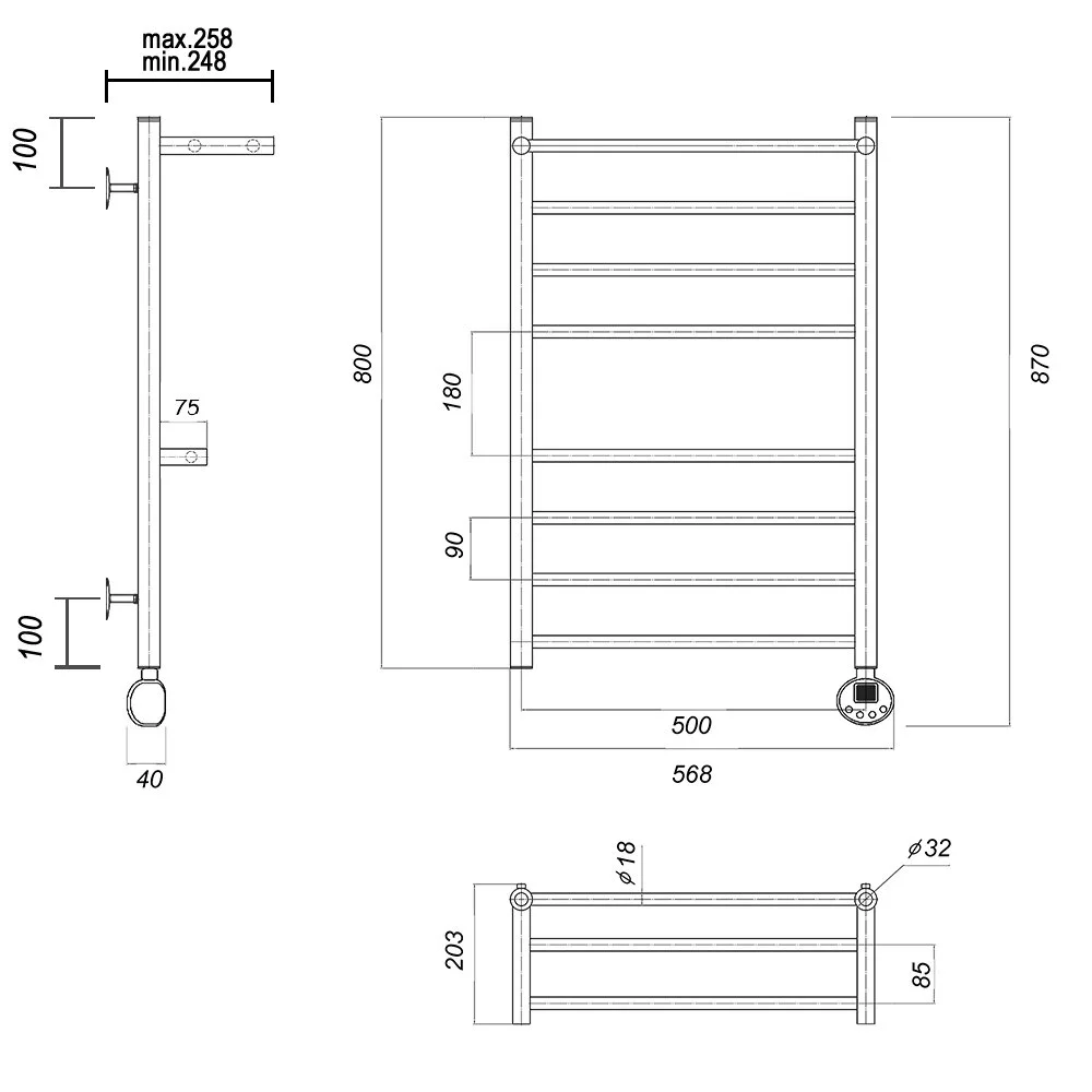 Полотенцесушитель электрический Domoterm Медея Медея сп2 П8 500x800 ER хром