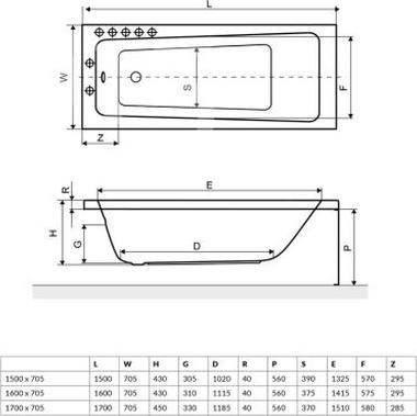 Акриловая ванна Excellent Ava 150х70 WAEX.AVA15WH