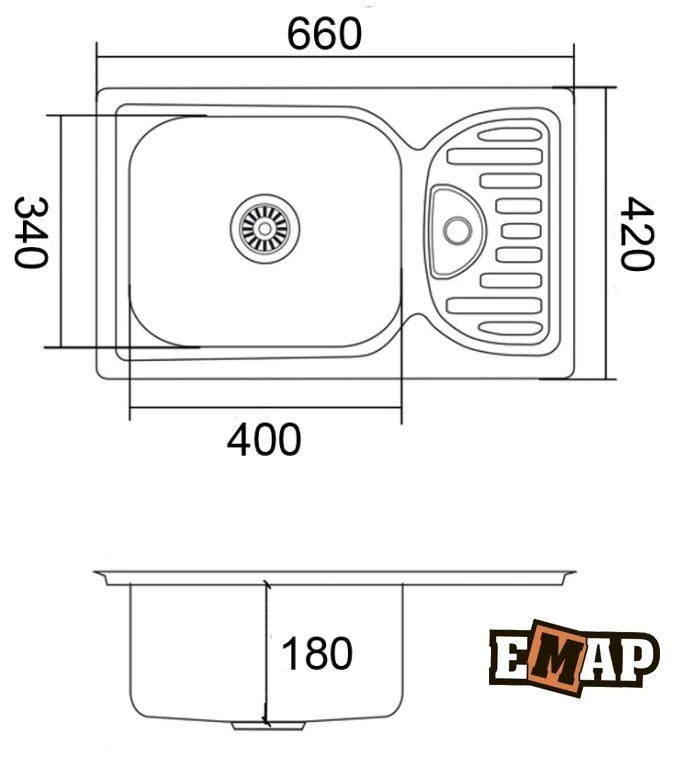 Кухонная мойка Emar ЕМ-305A_matovaya хром