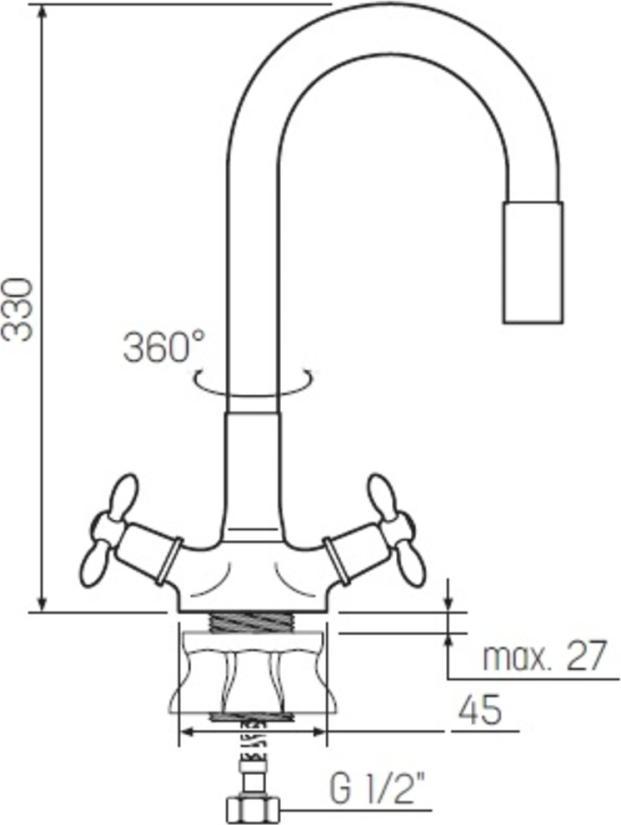 Смеситель для кухни BOOU BA5318-1F-E351A-B702, белый