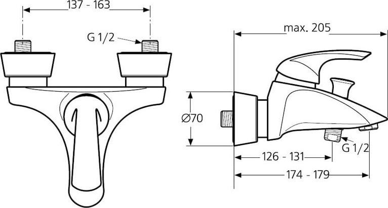 Смеситель для ванны и душа Ideal Standard Tonic A5073AA, хром