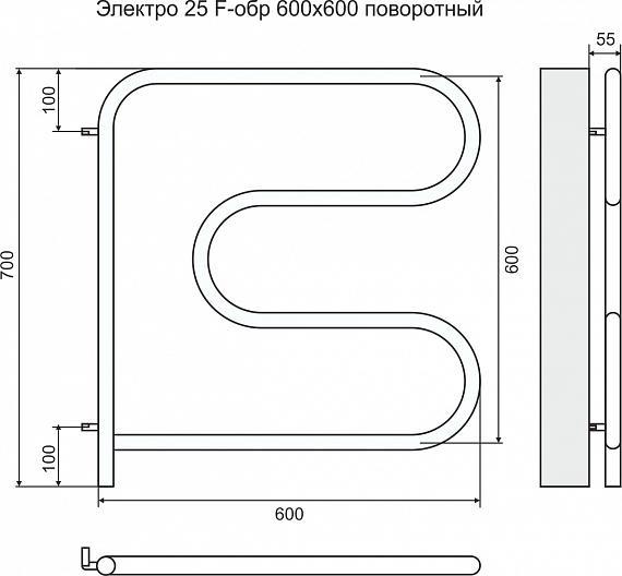 Полотенцесушитель электрический Terminus F-образный 600x600 4620768883897 поворотный