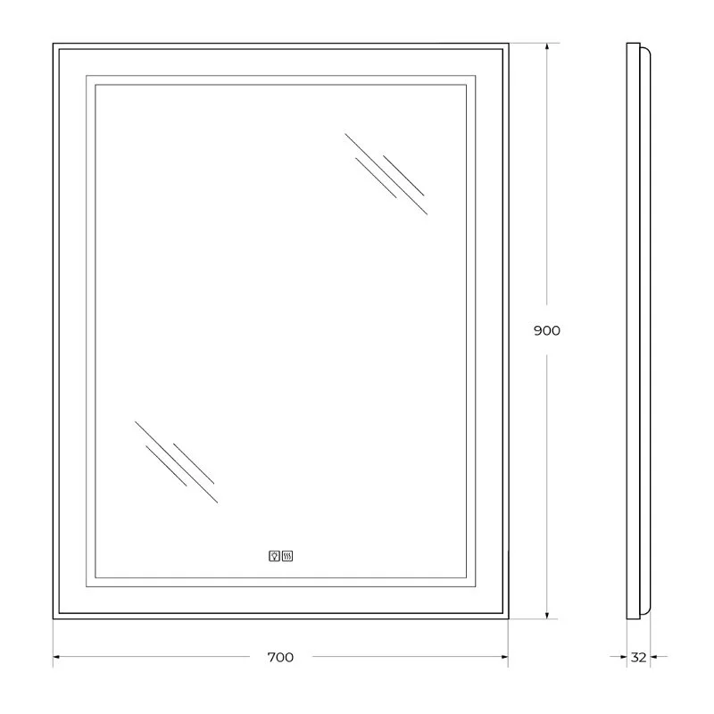 Зеркало BelBagno Kraft SPC-KRAFT-700-900-LED-TCH-WARM серый