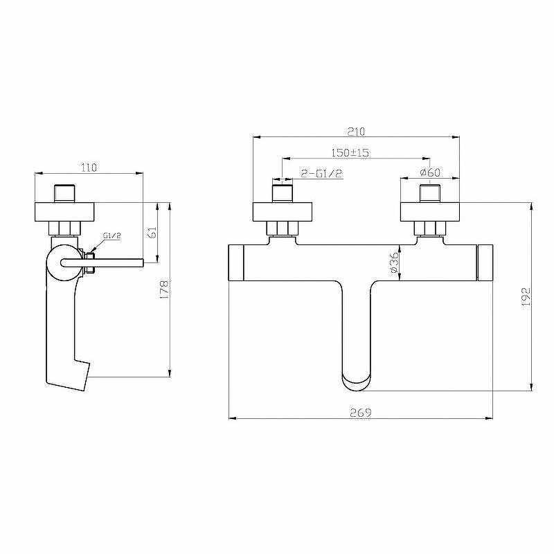 Смеситель для ванны c душем BelBagno Acqua ACQUA-VASM-CRM, хром