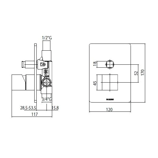 Смеситель для душа Bossini Cube Z00063.030 хром