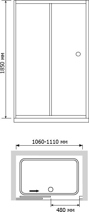 Душевая дверь в нишу RGW Classic CL-12 (1060-1110)x1850 стекло чистое