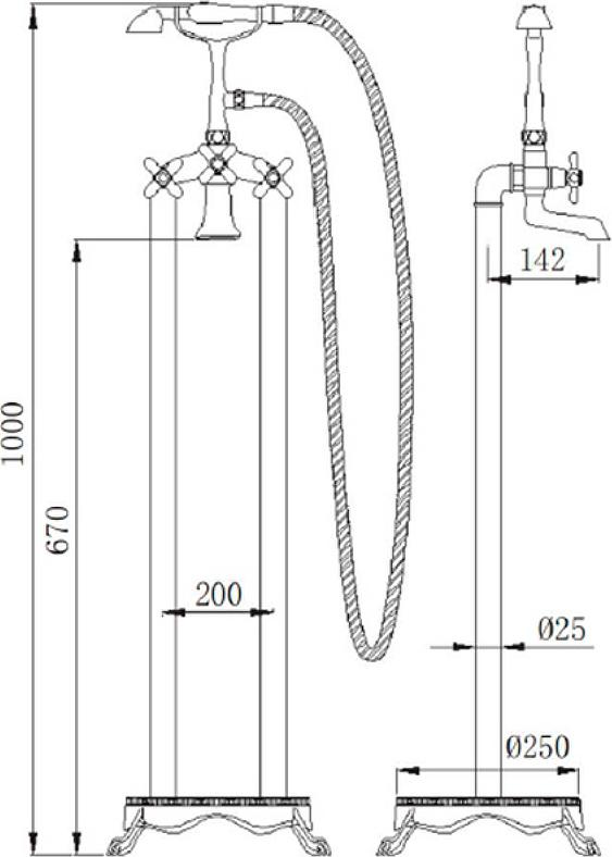 Напольный смеситель для ванны Comforty FE0051-CCT 00003127671, хром