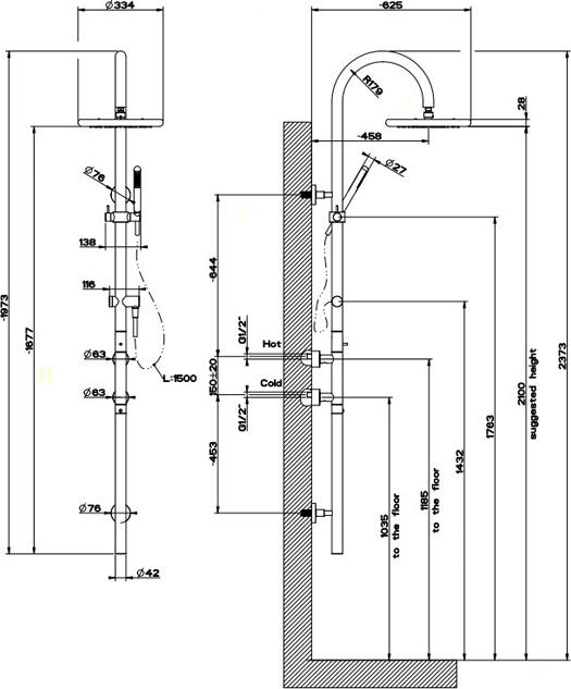 Душевая стойка Gessi Goccia 33973#031 с термостатом, хром