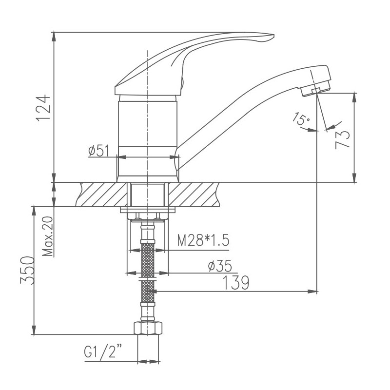 Смеситель для кухни Haiba HB4521-2 хром