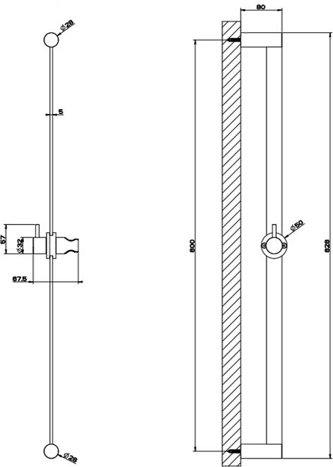 Штанга для душа Gessi 316 54042#239, steel brushed