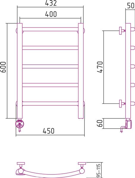 Полотенцесушитель электрический Сунержа Галант 60x40 L