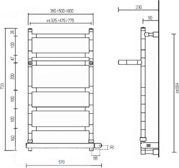 Полотенцесушитель электрический Margaroli Sereno 587/6 BOX 5874706CRNB, хром