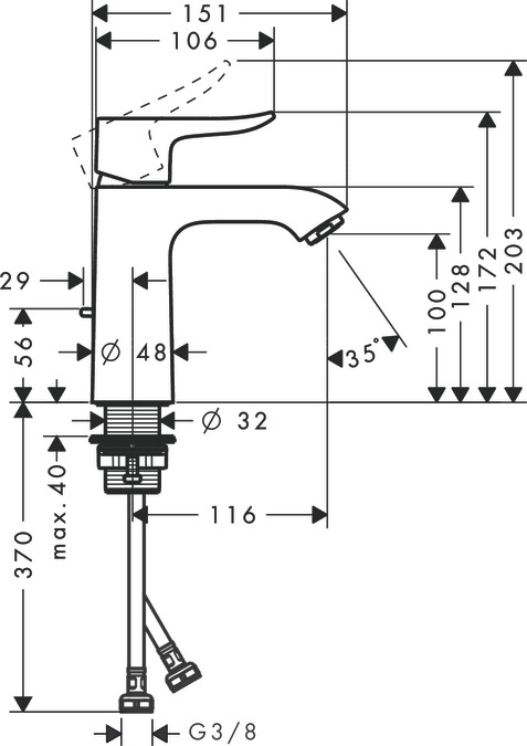 Смеситель для раковины Hansgrohe Metris 31121000, хром