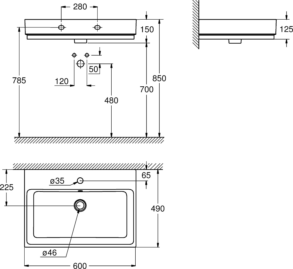 Раковина Grohe Cube Ceramic 3947300H 60 см