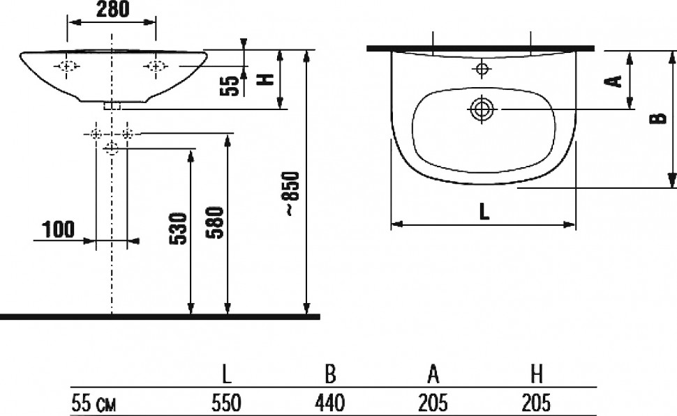 Раковина Jika Zeta 55 1039.1