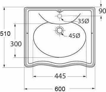 Раковина Azzurra Jubilaeum 60 JUB200/60M bi*1, белый