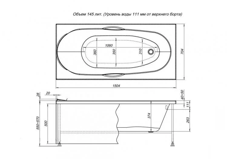 Акриловая ванна Aquanet Dali 239385 белый