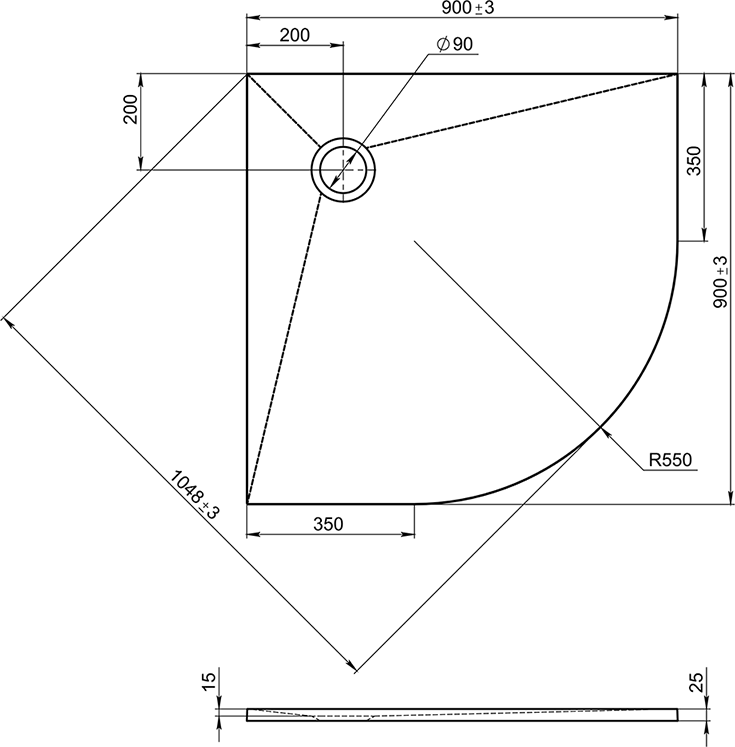 Душевой поддон Jacob Delafon Tolbiac 90x90 E6D329RU-NGM, черный матовый