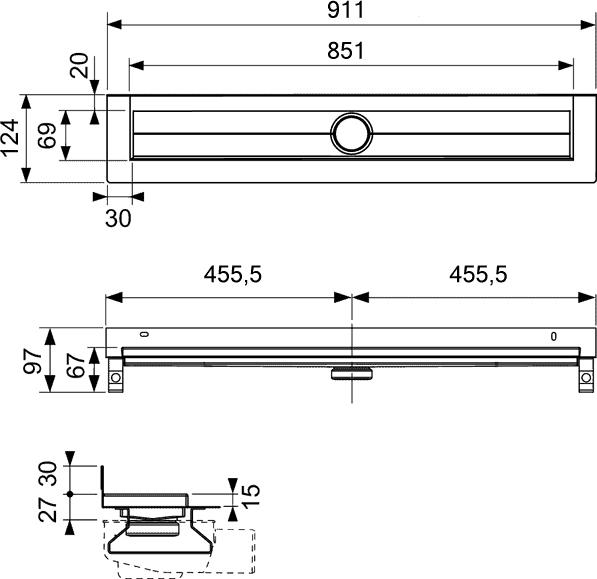 Душевой лоток Tece TECEdrainline 600901 90 см комплект