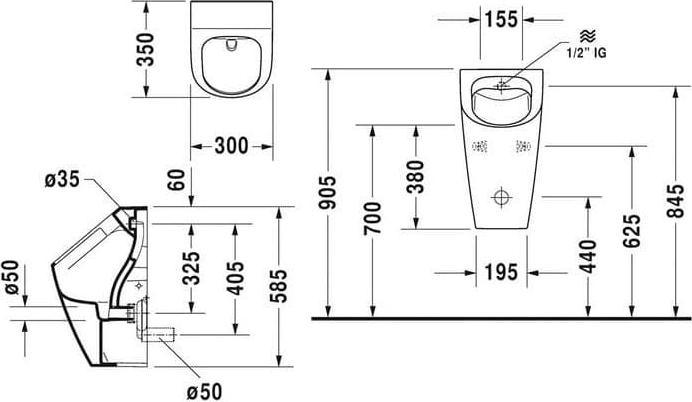 Писсуар Duravit ME By Starck Rimless 2809300000