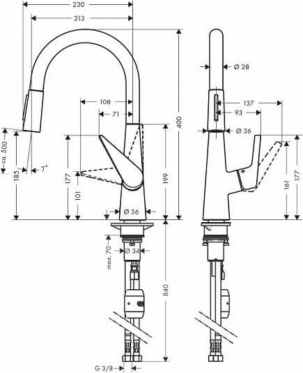 Смеситель для кухни Hansgrohe Talis S 72813800, сталь