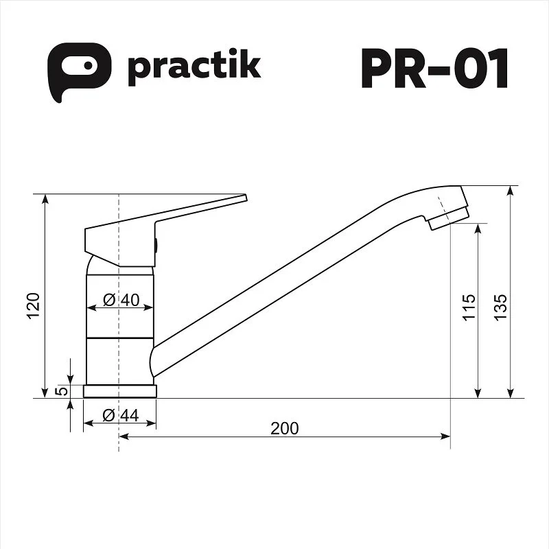 Смеситель для кухни Practik PR-01 PR-01-004 черный