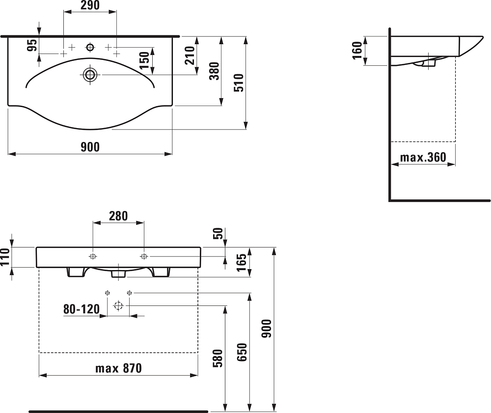 Мебель для ванной Laufen Palace 4.0125.2.075.548.1 антрацитовый дуб