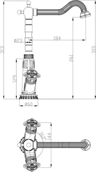 Смеситель Zorg Antic A 3006K-BR для кухонной мойки