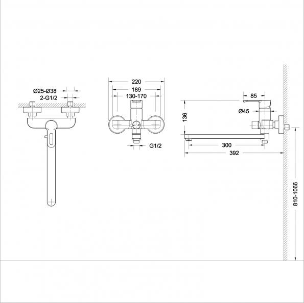 Смеситель Bravat Stream-D F637163C-01A для ванны