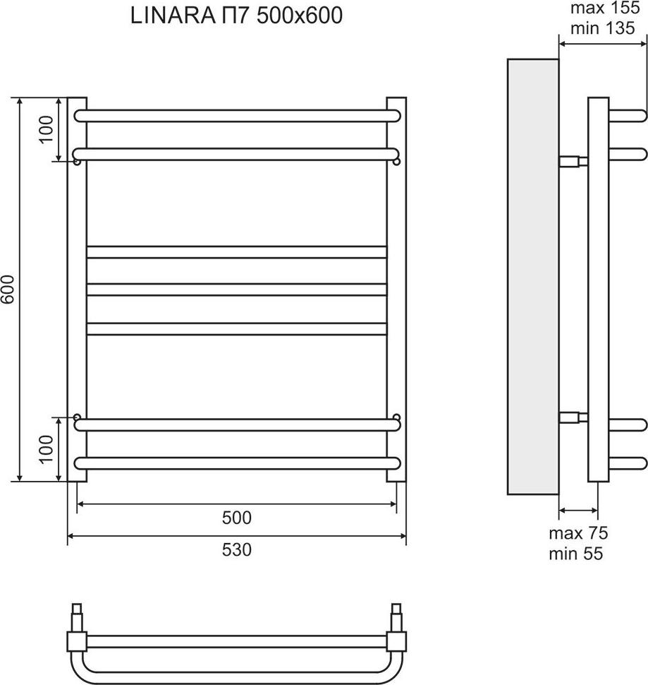 Полотенцесушитель водяной 50x60 см Lemark Linara LM04607 П7, хром