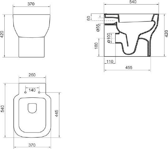 Приставной унитаз BelBagno Vaso BB127CB