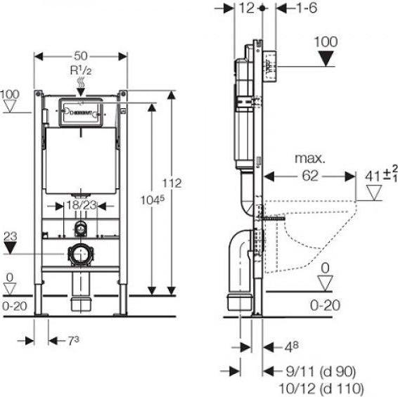 Инсталляция Geberit Duofix 458.126.00.1 UP100 для подвесного унитаза