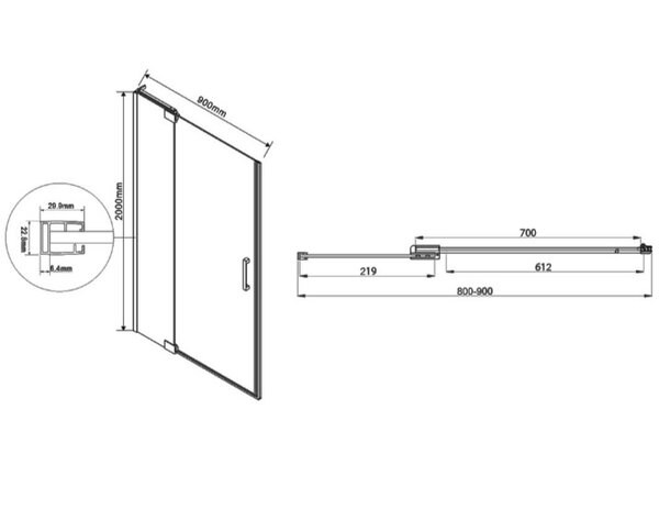 Душевая дверь Vincea Extra VDP-1E8090CL 90x200 см, хром, стекло прозрачное