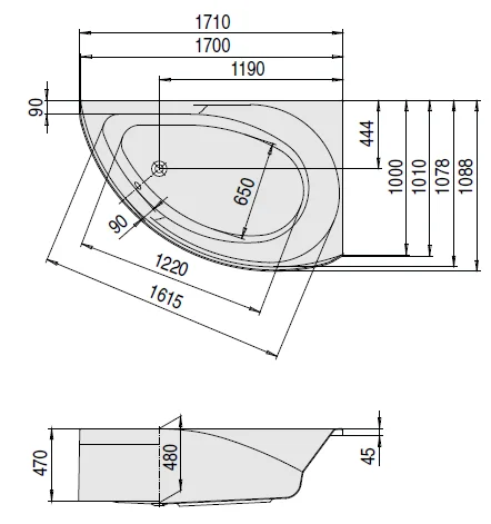 Акриловая ванна Hoesch Spectra 3662.010 белый