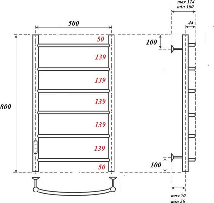 Полотенцесушитель электрический Point Афина PN04758W П6 500x800, белый