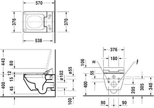 Подвесной унитаз Duravit Vero Air Rimless 2525590000 безободковый