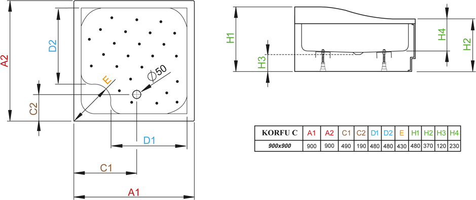 Поддон для душа Radaway Korfu С900