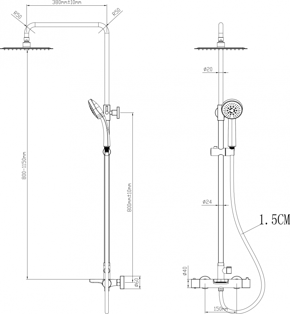 Душевая стойка Gllon GL-T1096001HC-01+SUA12