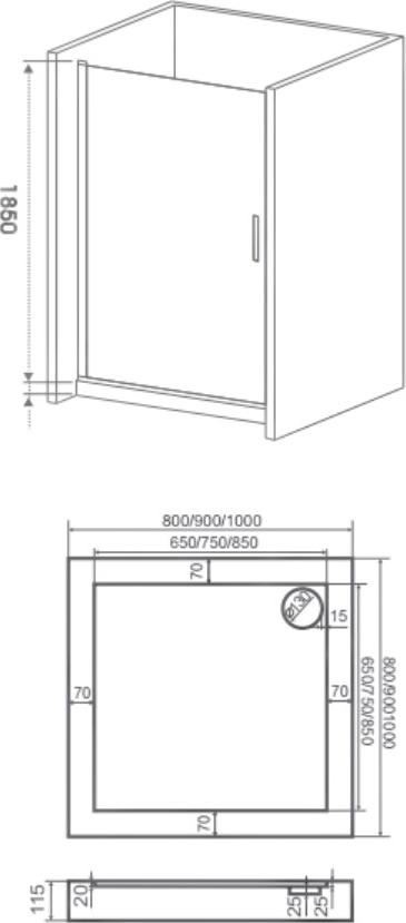 Душевая дверь в нишу Bas Mokka DR-90-C-WE 90x185