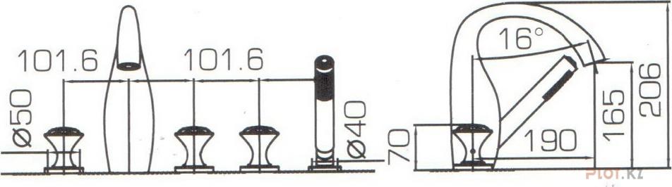 Смеситель на борт ванны Bravat Swan F54287C, хром