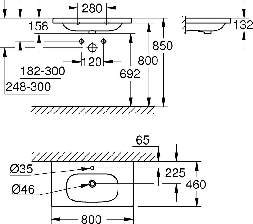 Раковина Grohe Euro Ceramic 3958400H 80 см