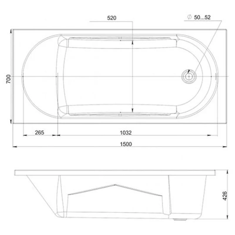 Акриловая ванна Mirsant Каспий MRV0040 белый