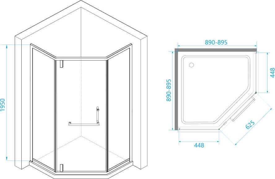 Душевой уголок RGW Hotel HO-084B 90x90 350608499-24, профиль черный