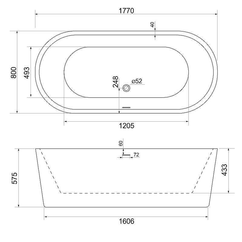 Акриловая ванна BelBagno BB109-177-80 177x80, белый