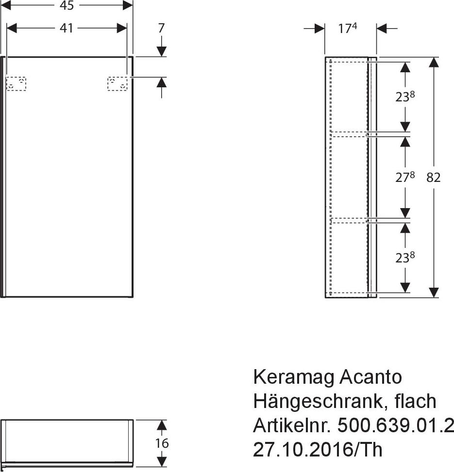 Навесной шкаф 45 см Geberit Acanto 500.639.01.2, белый