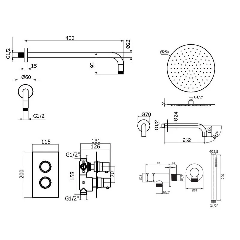 Душевая система Plumberia Selection Ixo KITXOT19QCR260 хром