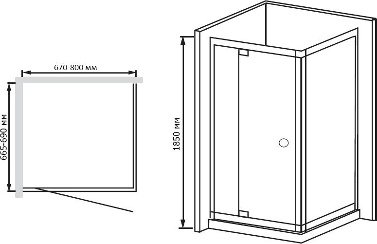 Душевой уголок RGW Passage PA-44 (670-800)х700 стекло чистое