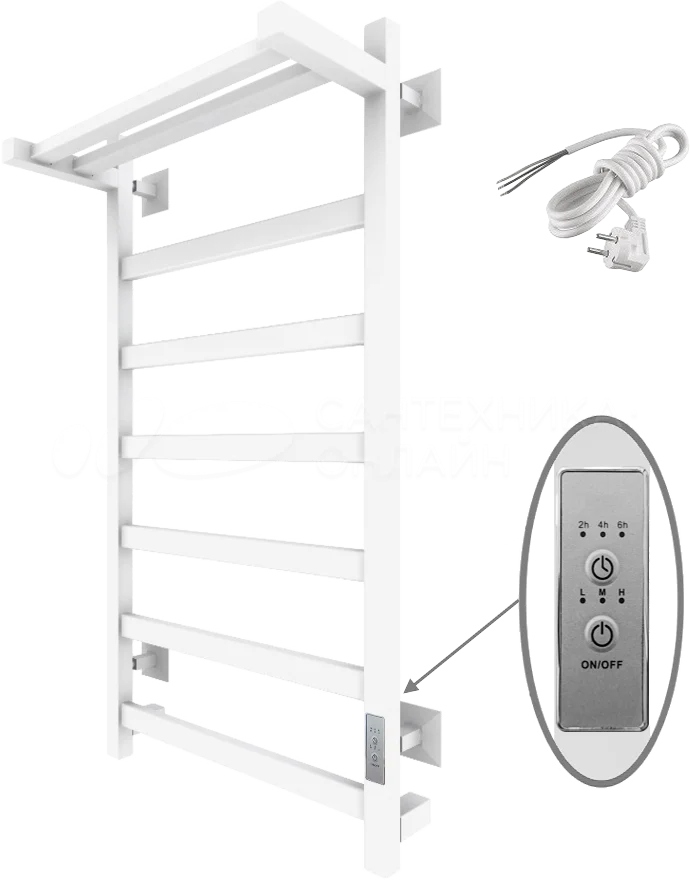 Электрический полотенцесушитель Тругор ПЭК 20квП СП 80x50 с полкой белый