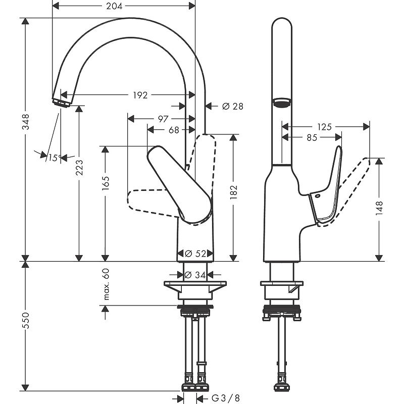 Смеситель для кухни Hansgrohe Focus M421-H220 71802000, хром