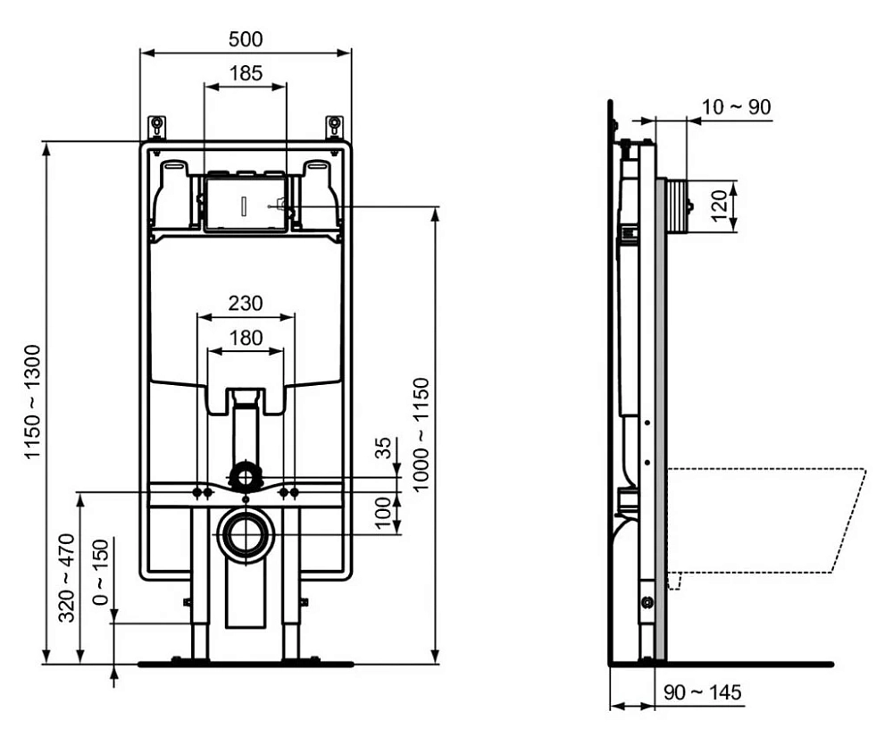 Инсталляция Ideal Standard Prosys R027867 80 M для подвесного унитаза